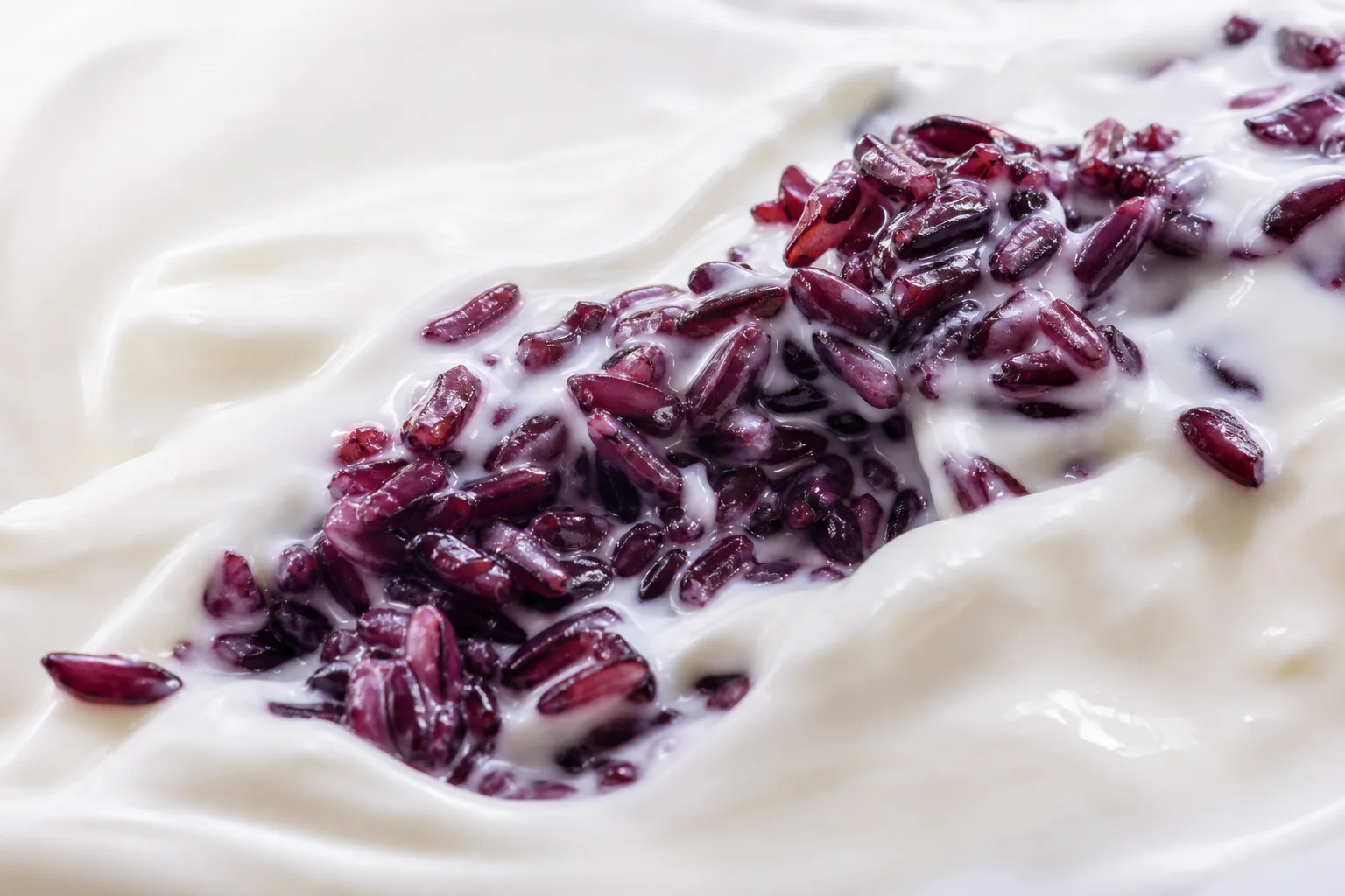 Creamy yogurt folded with chewy purple rice